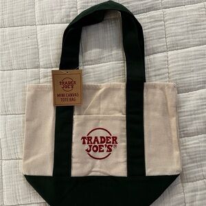 Trader Joe's Mini Canvas Tote Bag.- Green
